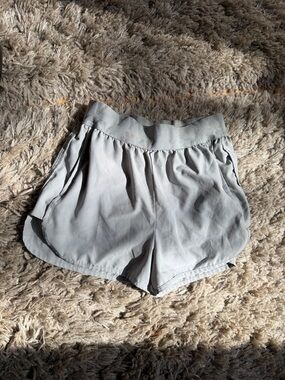 Women's Light Gray Athletic Shorts with Elastic Waistband and pockets
